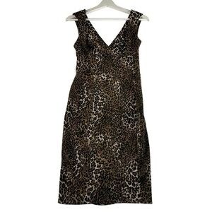 Snap Brown Leopard Print Midi Dress